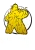 Ein gelbes, handgezeichnetes Maskottchen steht vor einem weißen Kreis. Darunter ist der Schriftzug „STROHMANN GAMES“ zu lesen.