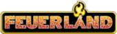 Logo von Feuerland mit stilisierten Flammen und buntem Schriftzug.