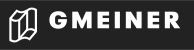 Logo des Gmeiner Verlags in klarer Schrift auf schwarzem Hintergrund.