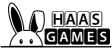 Logo von Haas Games mit einem Hasen und dem Schriftzug in Blockbuchstaben.