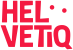 Das Logo zeigt den Schriftzug „HEL-VETIQ“ in markanten roten und pinken Großbuchstaben mit zwei kleinen roten Punkten.